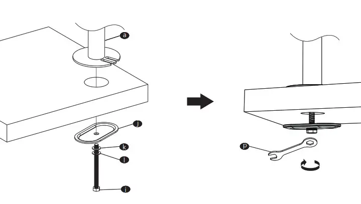 WALI Dual Monitor Desk Mount - Existing Grommet