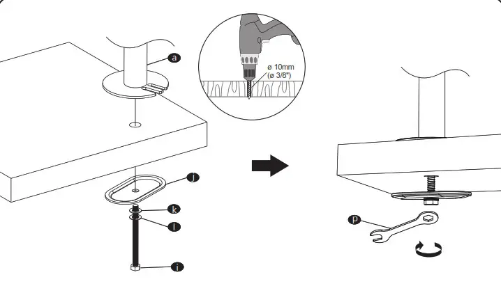 WALI Dual Monitor Desk Mount - Self-drilled Grommet