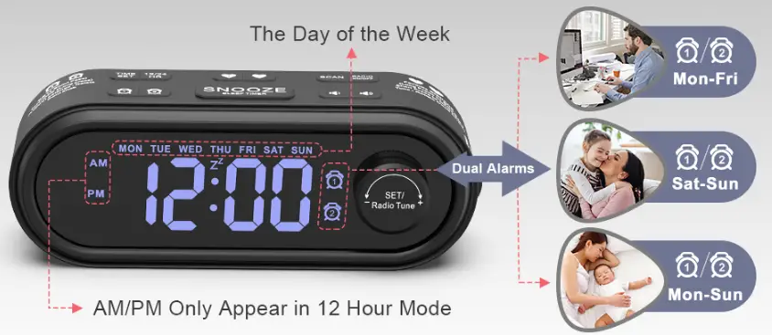 REACHER-Weekday-Weekend-Dual-Alarm-Clock-Radio-fig-1