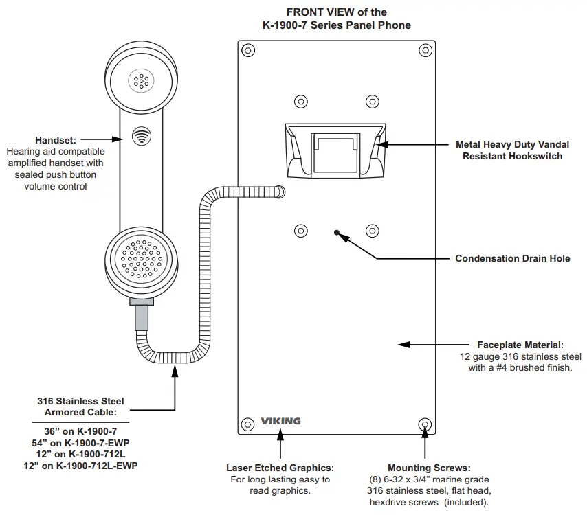 VIKING K 1900 7 Series Hot Line Panel Phone - Features Overview
