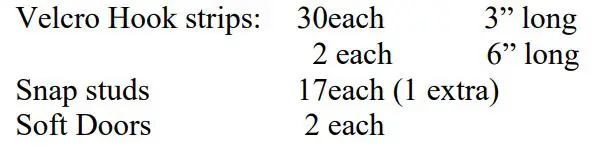 Polaris Ranger Falcon Ridge Soft Doors and Rear Window - parts list