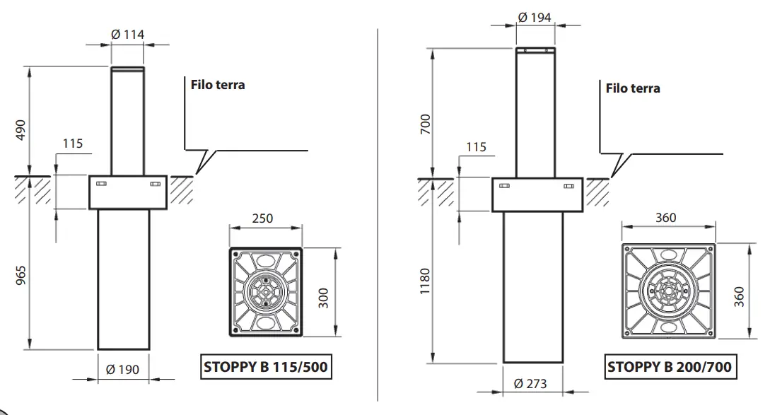 cBFT STOPPY B 115 500 Automatic Retractable Bollard -Fig 10