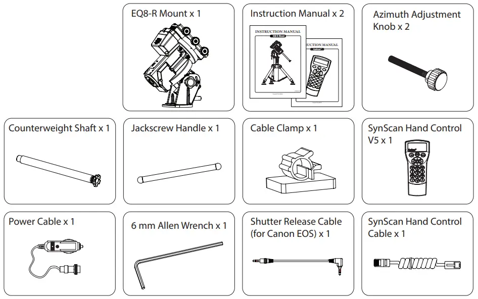 Sky-Watcher EQ8-R Mount - Packing List