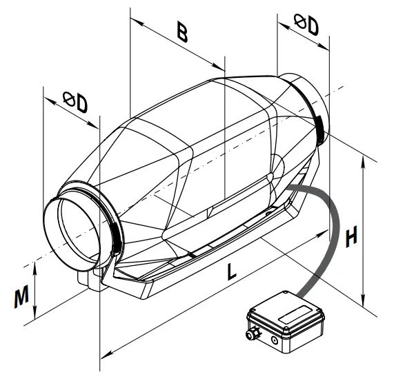 VENTS Stream EC Plastic Sound Insulated Fan - DIMENSIONS