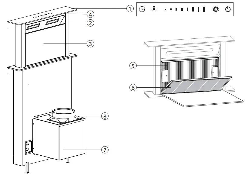 Linarie RAHP6X Downdraft Extractor Range Hood - fig 1