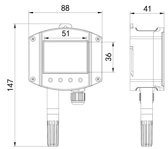 katranji RS WS N01 2D LCD Industrial Wall-Mounted LCD - quipment size