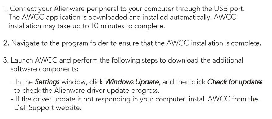ALIENWARE AW558 Advanced Gaming Mouse - Installing AWCC through Windows Update