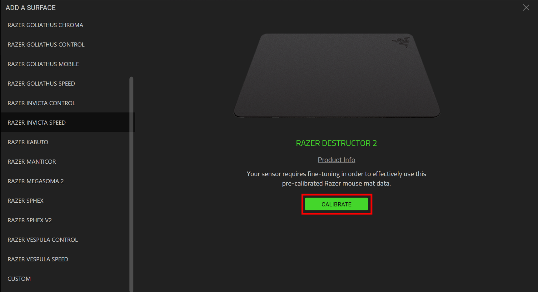 use the Surface Calibration feature