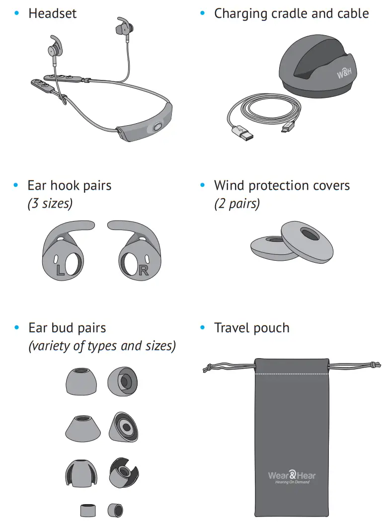 behear access ABH 120 Wear Hear Advanced Personal Hearing Amplifier - Package Contents
