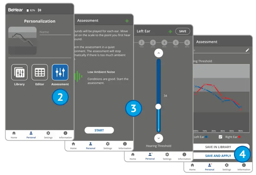 behear access ABH 120 Wear Hear Advanced Personal Hearing Amplifier - Personalization 1