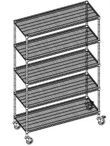 BILT Trinity Pro 5-Tier Nsf 48” X 18” X 72” Wire Shelving Rack W Wheels