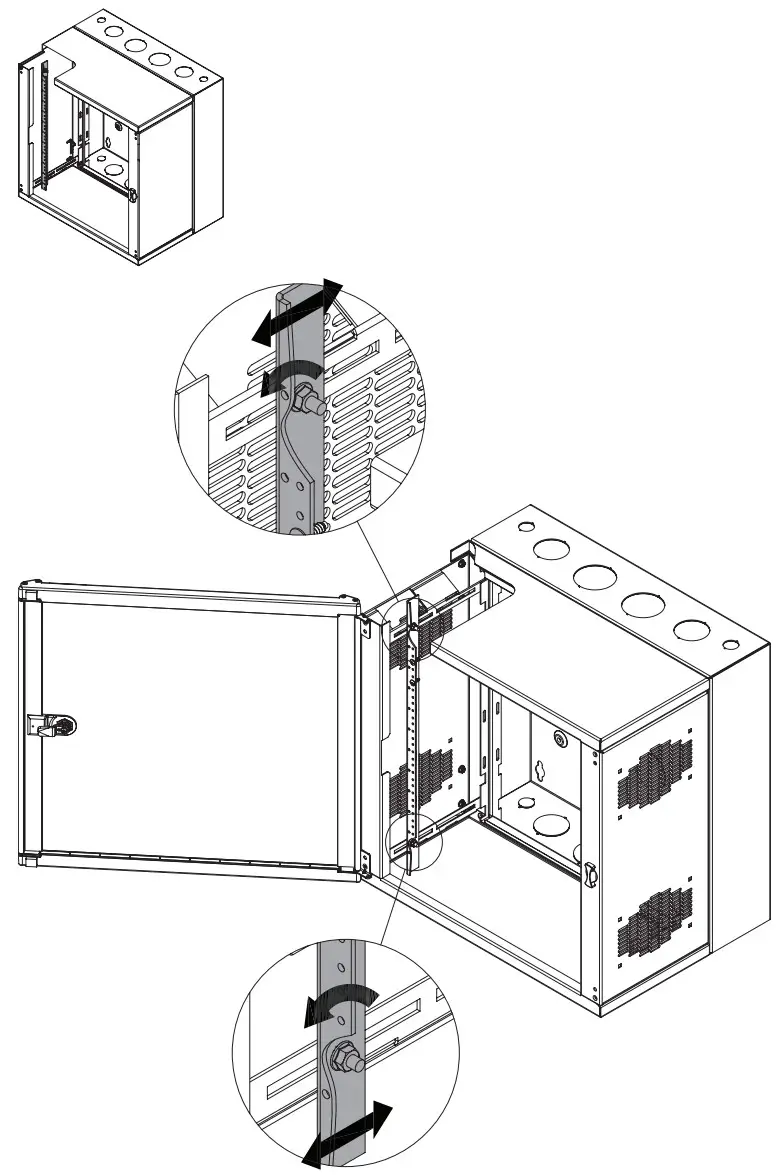 BLACK BOX WMD12 2425 PQU Double Hinged Cabinet Plexiglass Window Door - ADJUSTING VERTICAL RAILS