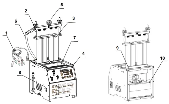 OBDexpress Powerjet 240 Pro Injector Cleaner and Tester - Structure of POWERJET
