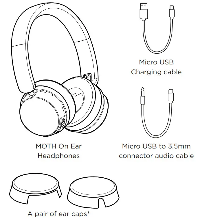 MIXX OX2 MOTH On Ear Wireless Headphones - box content