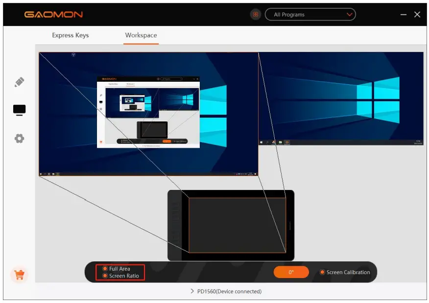 GAOMON PD1560 Graphics pen Display - Area Setting 2