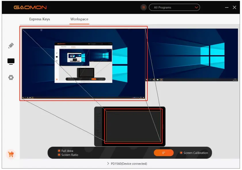 GAOMON PD1560 Graphics pen Display - Area Setting