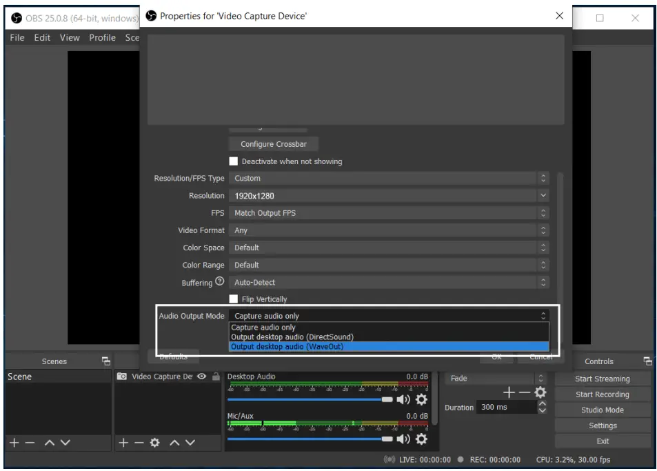 AV Access 4KVC00 USB 3 0 HDMI Video Capture - OBS Settings