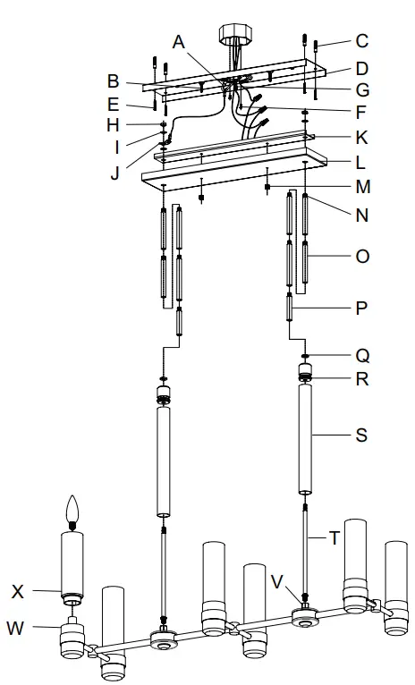 Hunter 19470 6 Light Linear Chandelier-fig1