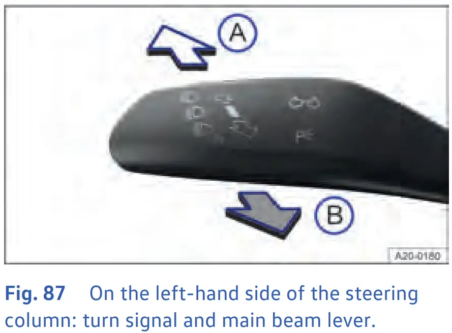 Switching main beam on and off