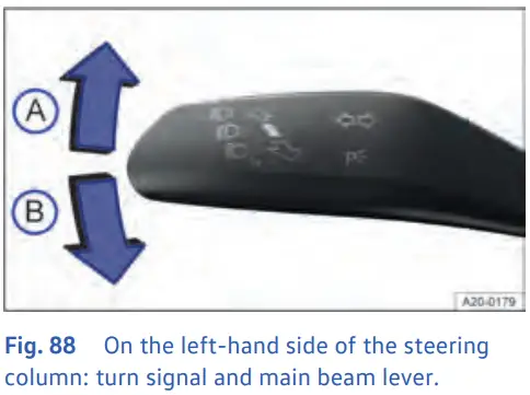Switching parking lights on and off