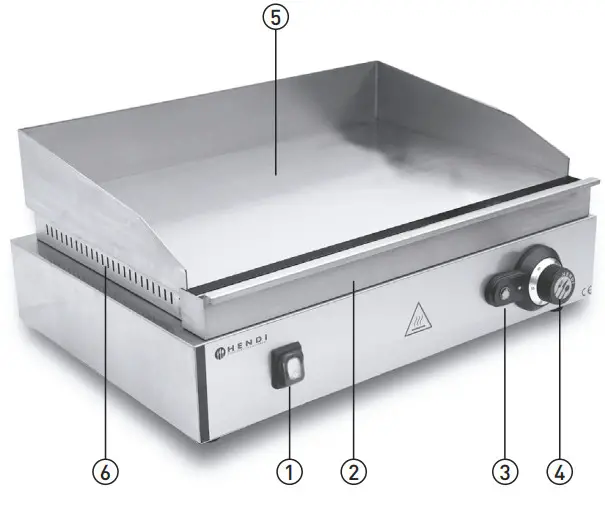HENDI 203000 Series Griddle Blue Line - Main parts of the griddle