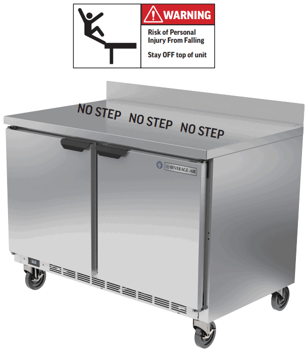 BEVERAGE AIR WTFR48AHC 48 Inches Worktop Two Door Freezer Refrigerator - 1