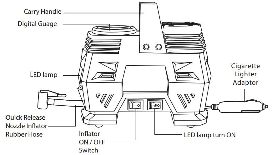 BLAUPUNKT TIF 30 DA - 12V Tyre Inflator-Product Description