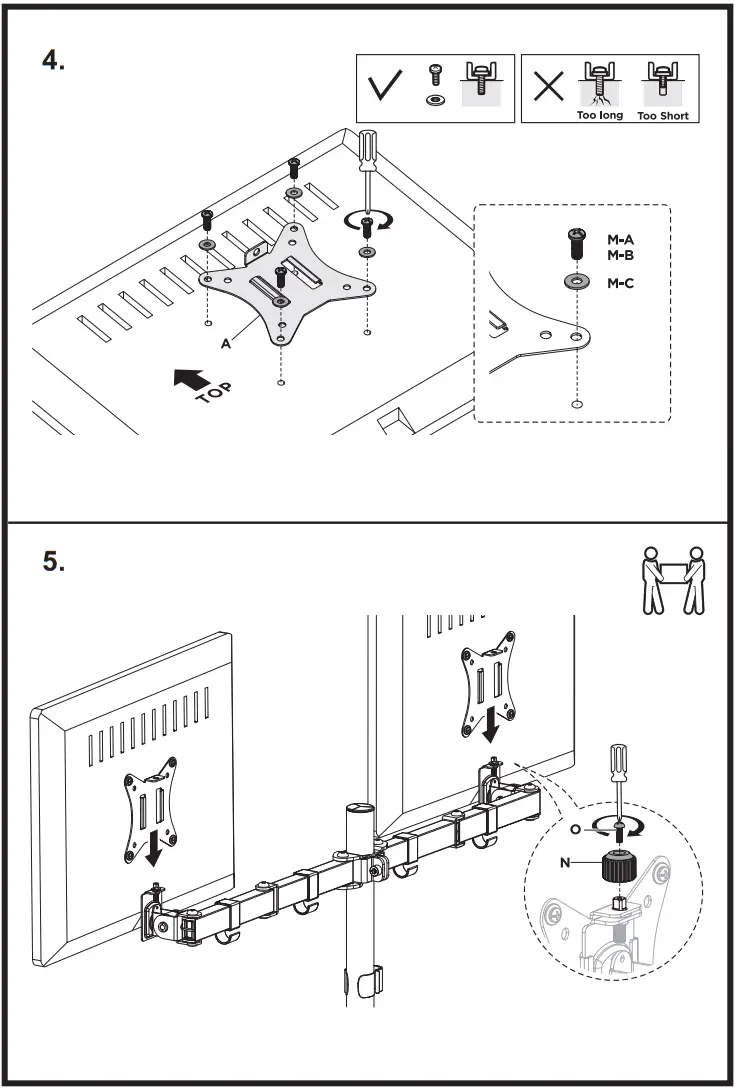 equip 650159 17 32 Articulating Quad Monitor Desk Mount Bracket - 5