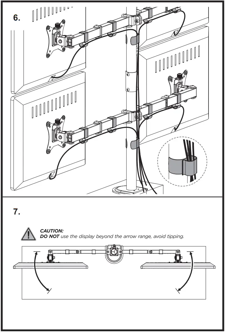 equip 650159 17 32 Articulating Quad Monitor Desk Mount Bracket - 6