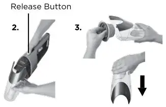 Bissell 1318 Series Bolt ION Reach Professional - Emptying the dirt cup