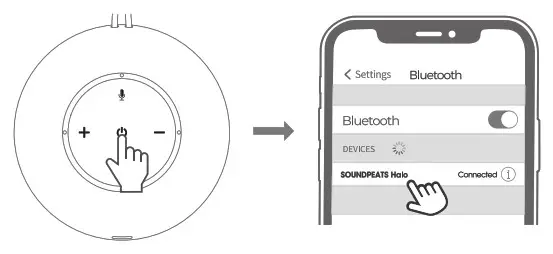 SOUNDPEATS Halo Bluetooth Speaker V5.0 Portable Wireless Speaker - Pairing