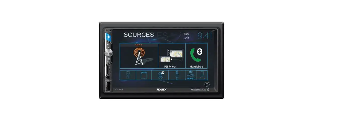 Jensen Cm7mir 7-inch Touch Screen Multimedia Mechless Receiver Owner's Manual