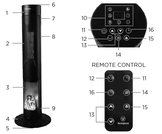 Westinghouse WSHPTCNSK52 34 Inch Digital Ceramic Tower Heater 1