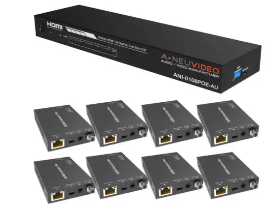 A-NEUVIDEO ANI 0108POE-AU 1x8 HDMI 18Gbps Splitter over