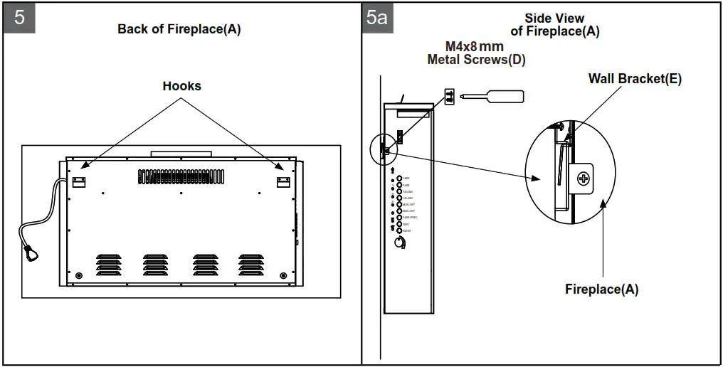 BENSON Flat Panel Electric Fireplace INSTALLATION FOR WALL MOUNTING OPTION 4