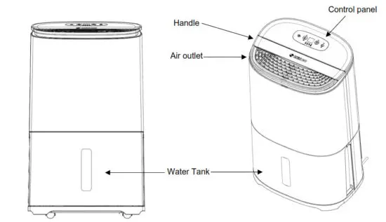 MeacoDry Arete One 10 12L Dehumidifier and Air Purifier - Front view