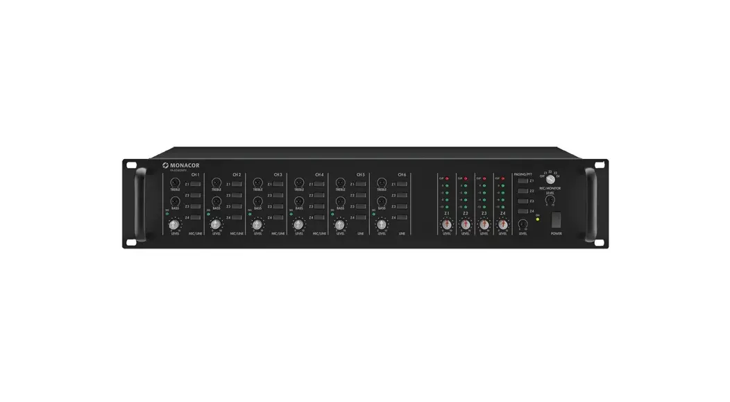 Monacor Pa-4000ptt 6 Channel Pa Mixer For 4 Zones Instruction Manual
