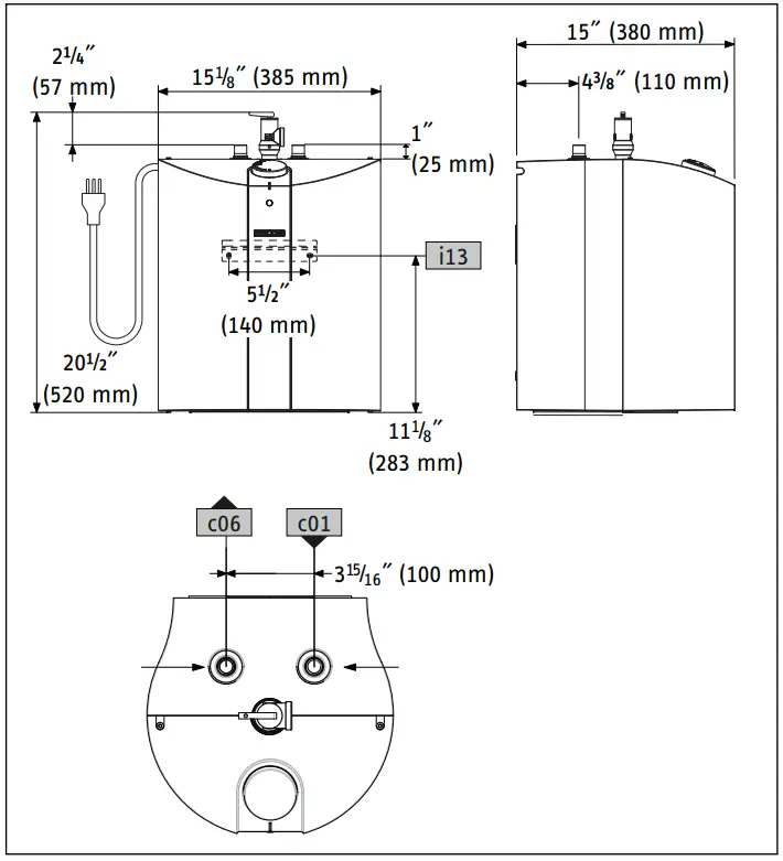 stiebel eltron SHC 2.5 Mini Tank Electric Water Heaters - 12