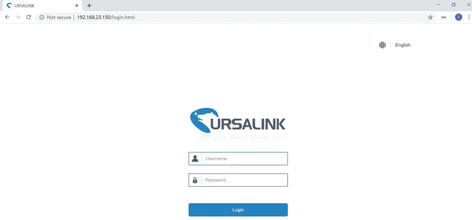 URSALINK LoRaWAN Gateway - Enter the username and password