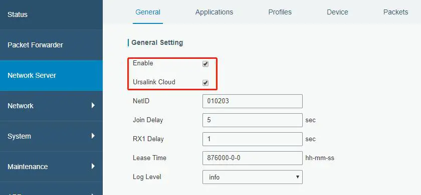 URSALINK LoRaWAN Gateway - Network Server-