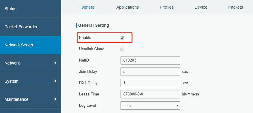 URSALINK LoRaWAN Gateway - add a new application