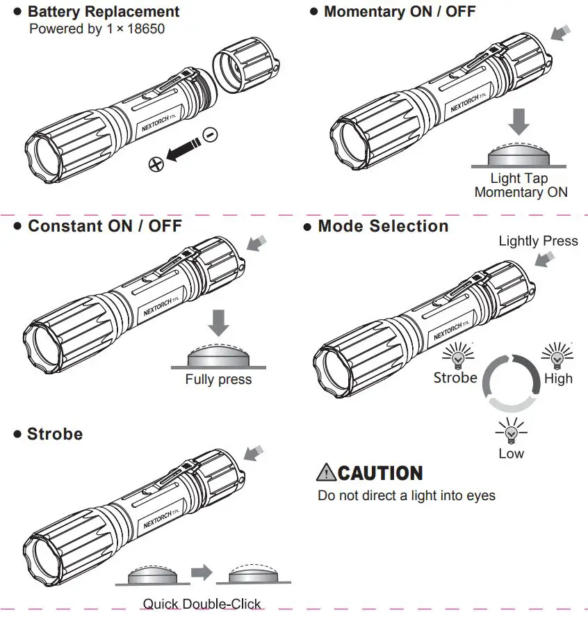 NEXTORCH T7L Flashlight User Manual - INSTRUCTION