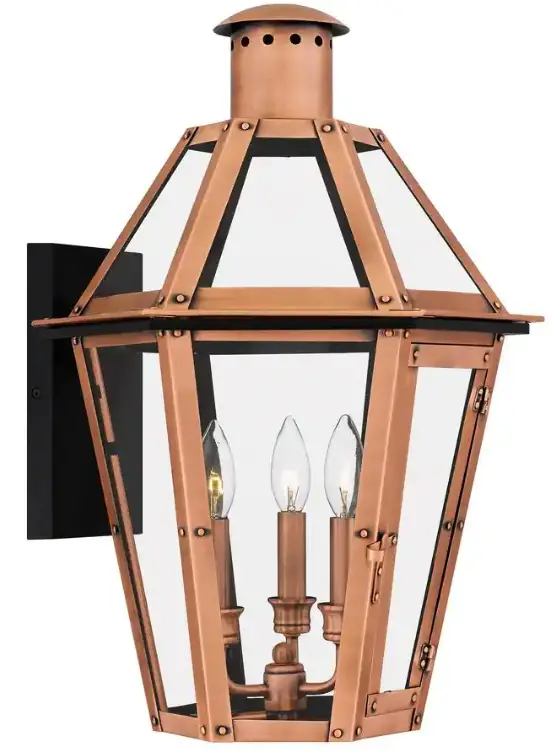 QUOIZEL-BURD8415AC-3-Light-Aged-Copper-Hardwired-Outdoor Wall-Lantern-Sconce-product img