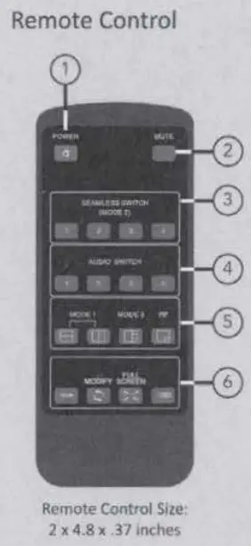 MeTra CS-4X1MVU HDMI Switch User Guide - Remote Control