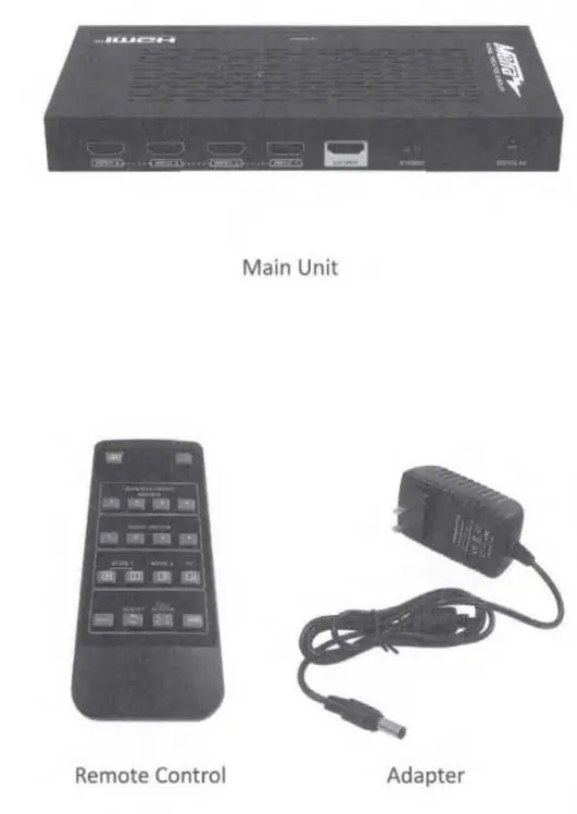 MeTra CS-4X1MVU HDMI Switch User Guide - What's included