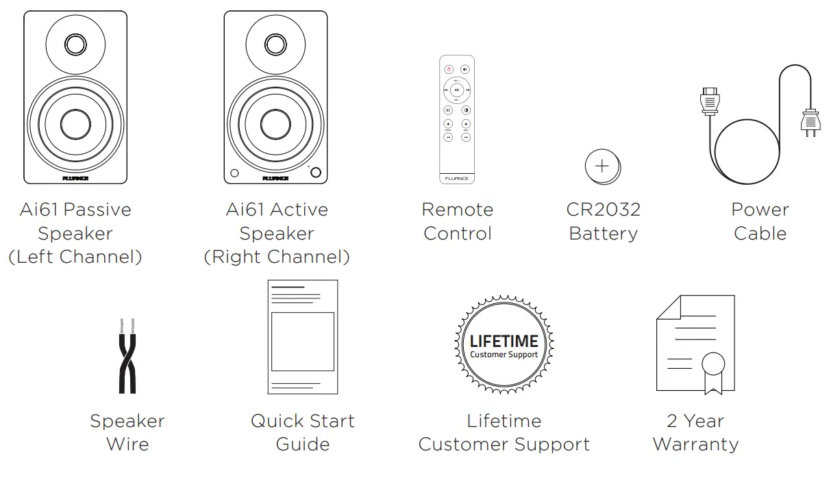 FLUANCE Ai61 Powered 6.5 Inch Bookshelf Speakers - Included