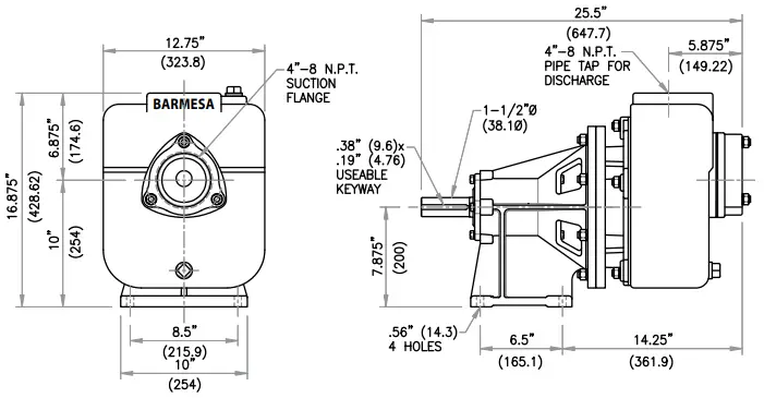 Barmesa Pumps BSP27MU Series Self-Priming Frame Mounted Pump-fig2