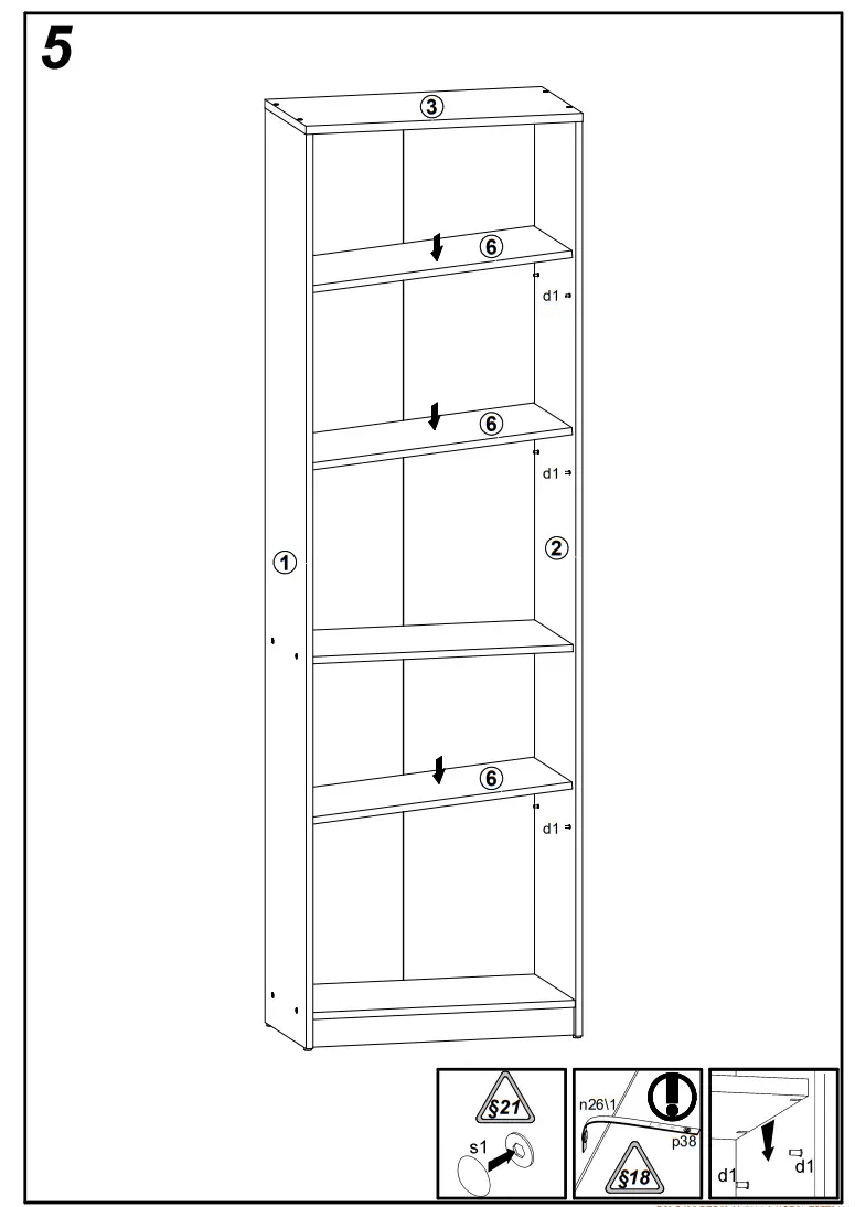 Plaisio Nepo Bookcase White 4 Shelves - fig2
