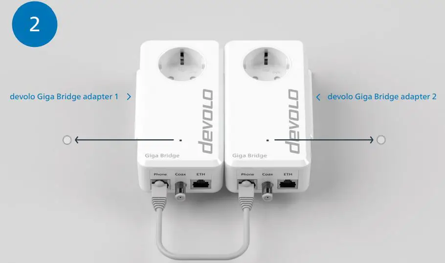 devolo Giga Bridge Installation Guide - Connect the two devolo Giga Bridge adapters