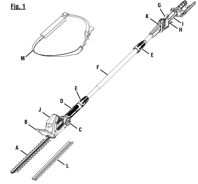 RYOBI RY40603 40 Volt Pole Hedge Trimmer fig 12